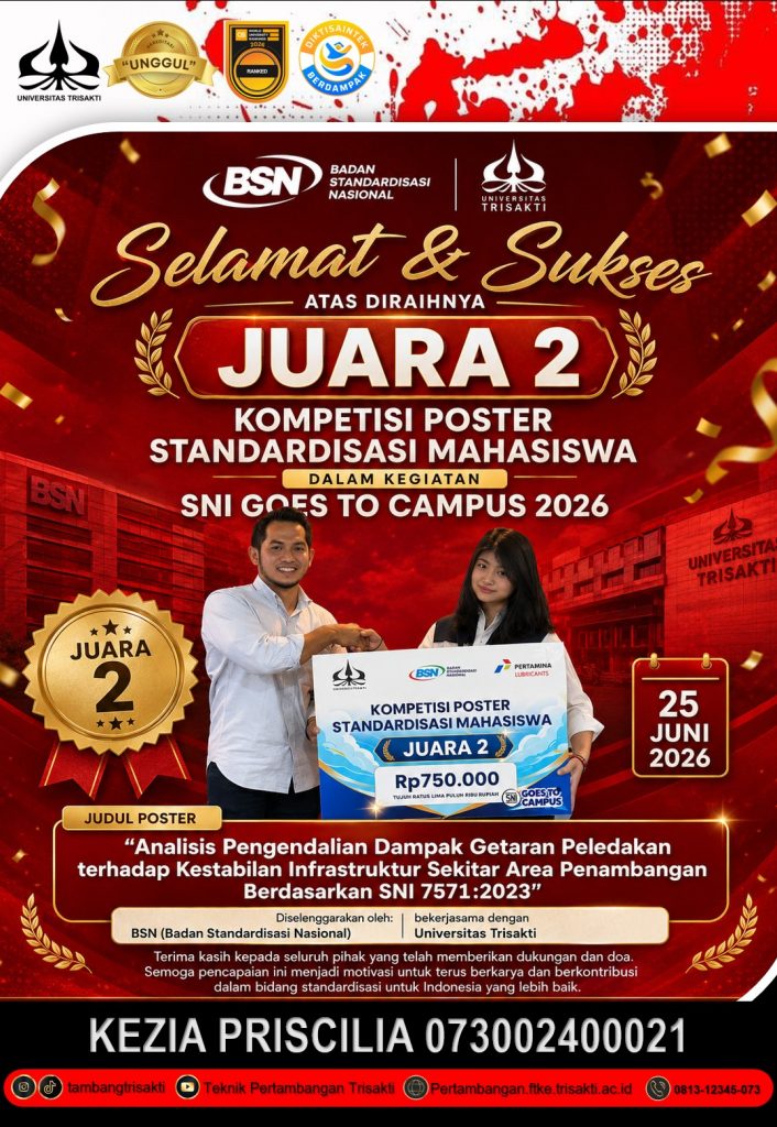 Mahasiswa Teknik Pertambangan FTKE Universitas Trisakti Raih Juara 2 pada Kompetisi Poster Standardisasi Mahasiswa SNI Goes to Campus 2026