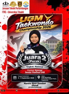 JUARA 2 (PERAK)TINGKAT NASIONAL, UGM TAEKWONDO CHAMPIONSHIP 2026